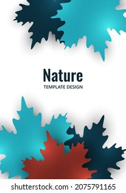 Kreative Ahornblätter in roten und blauen Farben auf weißem Hintergrund. Vektordesign-Illustration.