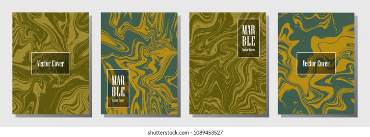 Creative marble pattern binder cover layout, journal design template vector set. Marble background patterns set for binder design, journal, certificate layout, book cover. Bright vector graphics.