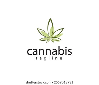 creative marijuana leaf with color shadow logo design
