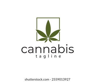 creative marijuana leaf framed logo design