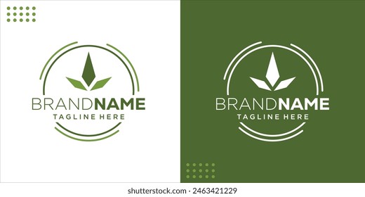 Logo Creativo De Marihuana Con Círculo, Inspiración De Diseño, Ilustración, Vector