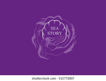 Creative marine emblem, the mermaid round shell