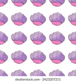 Creative marine seamless pattern. Pattern in hand draw style