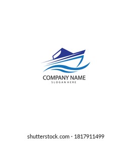 creative marine ship logo color illustration template design vector