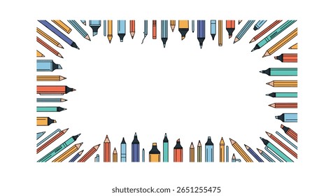 Creative marker pen border design with blank space for text and illustrations