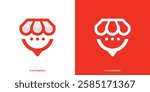 Creative Market Place Logo. Shop, Store and Bubble Chat, Pin Graphic Icons. Shopping Place Logo Design Template.