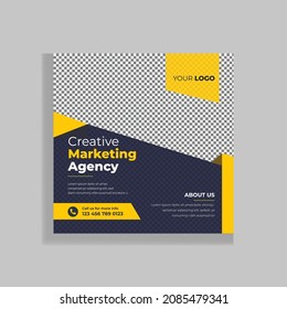 Creative marketing agency coportae social media banner and business instagram post design template