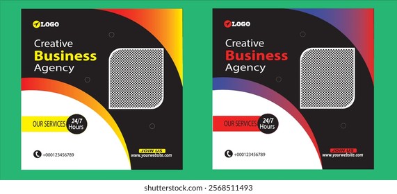 Creative marketing agency. Corporate business marketing square web social media banner flyer template. sale and discount promo ads