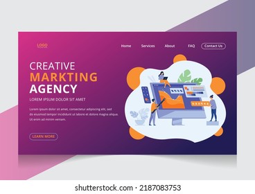 Creative marketing agency Landing page design editable template