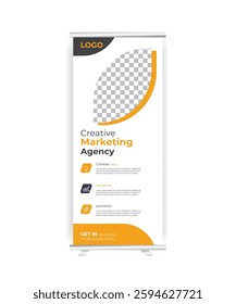 Creative marketing agency roll up banner design template.