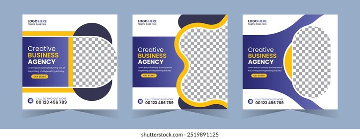 Creative marketing agency service business promotion social media post or web banner template design.