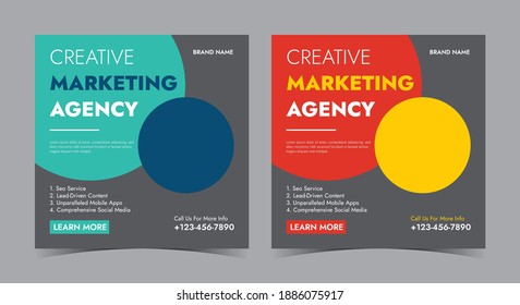 Creative Marketing Agency Social Media Tamplate, marketing social media post and flyer