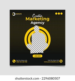 Creative Marketing Agency Social Media Post vector Template.
