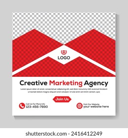 Creative marketing agency social media post design modern square web banner template