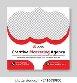 Creative marketing agency social media post design corporate square web banner template