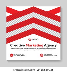 Creative marketing agency social media post design corporate modern square web banner template
