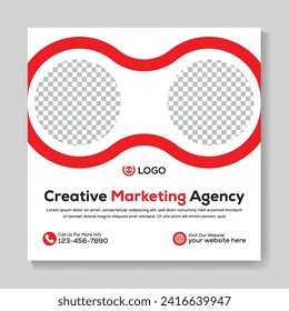 Agencia de marketing creativo diseño de publicaciones en medios sociales plantilla de banderín web cuadrado moderno corporativo