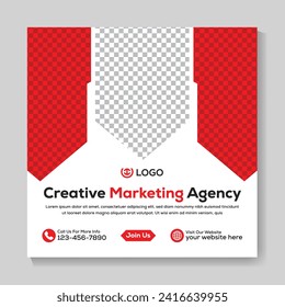 Creative marketing agency social media post design corporate modern square web banner template