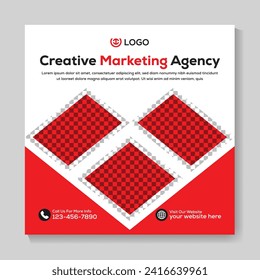 Creative marketing agency social media post design corporate modern square web banner template
