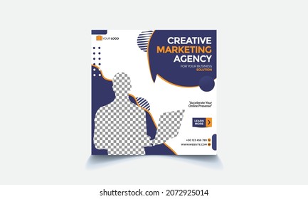 Creative Marketing agency square banner design, social media banner 