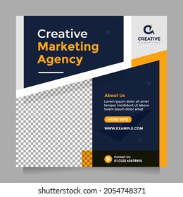 Creative marketing agency template design for social media post and banner. New and clean digital business marketing expert for corporate business. Square flyer template promotion