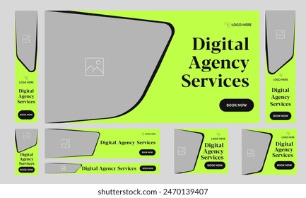 Diseño de Anuncio de conjunto de Web de agencia de marketing creativa para publicación en redes sociales, diseño de Anuncio de servicios de agencia digital, formato de archivo eps 10 de Vector totalmente editable