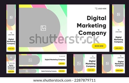Creative marketing agency web set banner template design for socical media posts, fully editable vector eps 10 file, horizental banner template