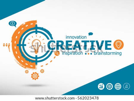Creative and marketing concept on target icon background. Flat illustration. Infographic business for graphic or web design layout 