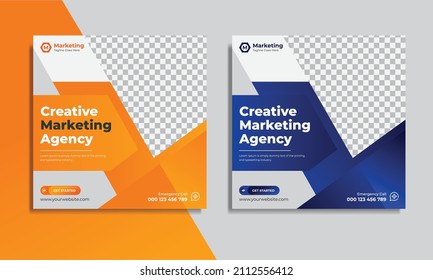 Creative marketing and corporate social media post and web banner design template vector Premium