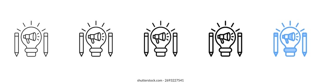 Kreatives MarketingsymbolSammlungssatz für unterschiedliche Stilkonturen