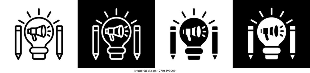 Creative Marketing icon Set In Black And White Filled Style Collection