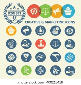 Creative and marketing icon set,clean vector