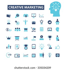 iconos de marketing creativo, diseño vector de signos establecido para infografías, móviles, sitios web, aplicación
