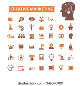 iconos de marketing creativo, diseño vector de signos establecido para infografías, móviles, sitios web, aplicación 