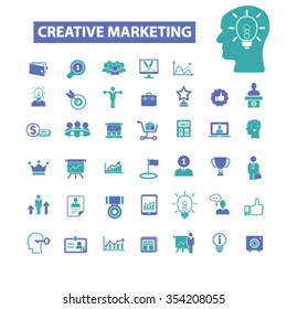 iconos de marketing creativo, diseño vector de signos establecido para infografías, móviles, sitios web, aplicación
