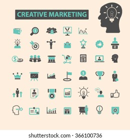 iconos de marketing creativo, diseño vector de signos establecido para infografías, móviles, sitios web, aplicación
