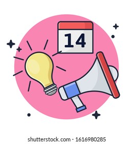 Creative Marketing, Lamp,Calendar with Speaker Premium Vector Illustration