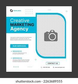 Creative Marketing social media post. Modern poster suitable for business webinars, marketing webinars, banner template on square size.