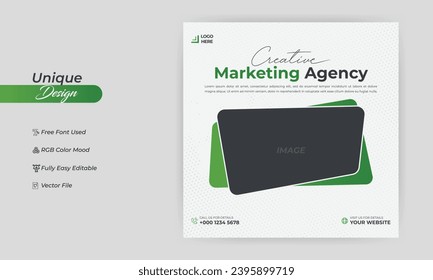 Creative Marketing Social Media Post banner Template, social media post banner design template. business marketing post. Digital marketing agency post banner, Digital marketing expert banner.
