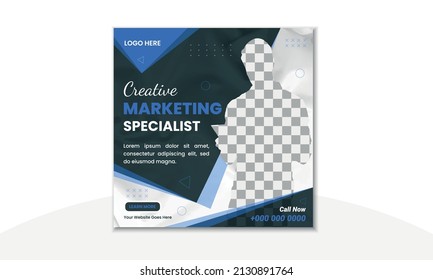 Plantilla de publicación en redes sociales de seminarios de estrategia de marketing creativo.
