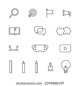 creative marketing tools icon set