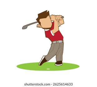 Símbolo creativo del diseño del Vector del logotipo del golf que juega la mascota