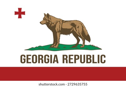 Mashup criativo mescla a identidade da Geórgia com a estética da bandeira do urso da Califórnia.