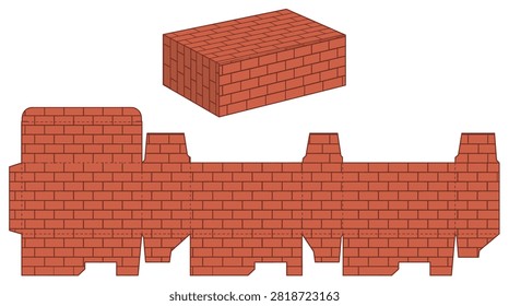 Creative masonry themed box template for construction or toy packaging.