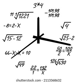 Creative mathematical wall watch art by illustration made for t shirt printing.