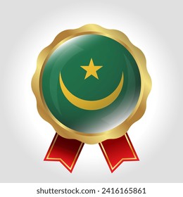 Diseño de vectores de etiquetas con bandera de Mauritania creativa