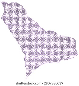 Creative maze graphic with purple lines depicting complex winding paths for intellectual stimulation or puzzle solving games and mental concentration tasks.