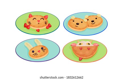 Creative Meal Dishes Plating and Serving Ideas Vector Set