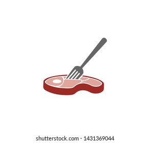 Creative Meat Flesh Fork Logo Design Symbol Vector Illustration