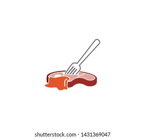 Creative Meat Flesh Fork Logo Design Symbol Vector Illustration